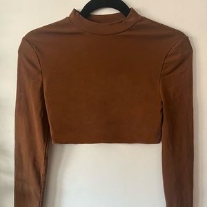 Brown long sleeve crop top